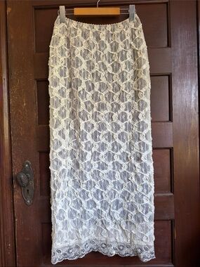 Lined Skirt - Elegant Lace Overlay, Sequin Embellished Hem